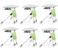 Widppsopt Rolling Wood Folding Office Conference Room Table Seminar Meeting Training Table for Office Media Centers Classroom(Green,180cm)