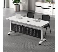 Widppsopt White Foldable Conference Tables, Flip-Top Mobile Training Seminar Table with Storage Space, Save Space Rolling Meeting Table for Office
