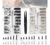 WiDream 1000 Pièces Mini Vis de Réparation Avec Tournevis, M1,2 M1,4 M2 Micro Vis de Réparation Avec Tournevis Et Pincettes, 18 Types Mini Micro Vis de Réparation Pour Montres, Lunettes(M+O)