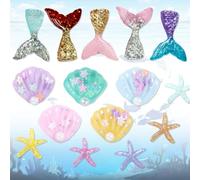 WiDream 15 pcs Décorations de Coquillages Bricolage, Résine Sirène Queue Forme, Artisanat de Décoration d'Étoiles de Mer, pour Aquarium Paysager, Décoration de Chambre, Mariage, Collier DIY