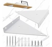 WiDream 2 Pièces Triangle En Métal Flottant Équerre Étagère Murale, Support d'Étagère Caché Blanc, D'Étagère En Triangle En Métal Blanc, Avec Vis, Pour Salon, Chambre, Salle De Bain(130 x 140mm)