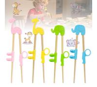 WiDream 4 Paires Baguettes Enfant pour Débutants, Baguettes de Formation pour Enfants, Apprenez Les Baguettes, avec Boîte de Rangement, Animal Mignon, Convient aux Tout-Petits et aux débutants