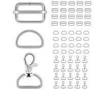 WiDream 60 PCS Porte - Clés Rotatif, Boucle Sangle Métaux, Anneaux en Forme de D, pour Attache Sac à Dos, Sangle Couture Boucles de Reglage,Colliers D’animal Familier
