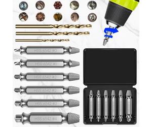 WiDream 9 Pièces kit Extracteur de Vis Cassée Avec 3 Forets, Dureté 63-65HRC, Fabriqué en HSS 6542, Extracteur de Vis Dénudé, Extracteur de Petite Vis Pour Percer et Enlever des Vis Endommagées