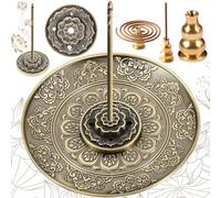 Widream Bruleur Encens, Porte Encens, Fontaine a Encens, Plat d'Encens Lotus en Bronze Classique pour Salle De Yoga, Chambre à Coucher, Décorations, Cadeaux