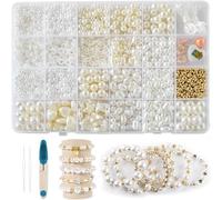 WiDream Perles pour Bracelet Bijoux Kit Bracelet Perles de Plastique Rondes Blanc pour DIY Colliers Bracelets Boucles Fabrication de Bijoux