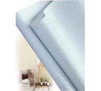 Width 53cm Non-Woven Wallpaper, Plain Solid Color Linen Textured Paste-The-Paste Wall Covering for Bedroom & Living Room(Light Blue)