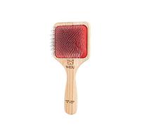 WIDU - Brosse pour Chiens et Chats, Idéale pour Taille Moyenne et Grande à Poils Longs, Carde en Bois de Frêne, Fait à la Main en Italie - 21,5 x 9,4 cm, avec Dents Longues 24 mm et Inclinaison de 45°