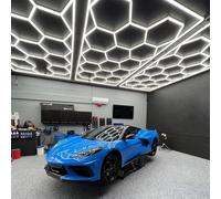 Widuc Lampe de garage à DEL hexagonale, 15 grilles hexagonales pour garage/atelier, atelier automobile avec bordure blanche, IP54, garantie 2 ans AC 100-240 V (5,88 m x 2,98 m)
