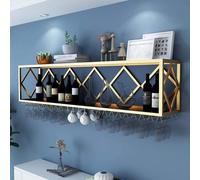 Wie Rack Bar Uit Floatig Étagères Murales Murales Iverted Wie Porte-Bouteilles Multifuctioal IRO Porte-gobelets Hagig Simple avec Partitios, Gold, 100 * 25 * 40cm