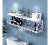 Wie Rack Bar Uit Floatig Étagères Murales Murales Iverted Wie Porte-Bouteilles Multifuctioal IRO Porte-gobelets Hagig Simple avec Partitios, White, 100 * 25 * 40cm
