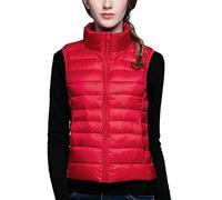 WIEAYUMEI Gilet en Polaire pour Femme Gilet Doudoune Pliable Ultraléger sans Manches Zippé Veste Léger Softshell Matelassé Rouge XXL