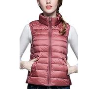 WIEAYUMEI Gilet en Polaire pour Femme Gilet Doudoune Pliable Ultraléger sans Manches Zippé Veste Léger Softshell Matelassé Rose XXL