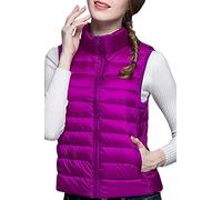 WIEAYUMEI Gilet en Polaire pour Femme Gilet Doudoune Pliable Ultraléger sans Manches Zippé Veste Léger Softshell Matelassé Violette L