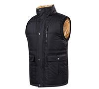 WIEAYUMEI Homme Gilet polaire épais d'hiver Veste Zippée Léger Chaud Coupe-vent Vêtements d'extérieur Noir XL