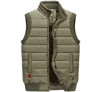 WIEAYUMEI Veste sans Manches Homme Gilet en Hiver Gilet Padded Zippée Casual Hiver avec Poches Zippé Parka Blouson Kaki XL