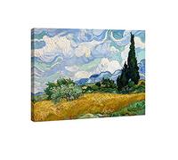 Wieco Art - Champ de blé aux cyprès par Van Gogh, reproduction de célèbres peintures à l'huile, paysage moderne encadré, impression giclée sur toile, œuvre d'art, images sur toile, décoration murale