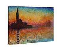 Wieco Art - Crépuscule à Venise par Claude Monet Reproduction des peintures à l'huile, Impressions sur toile giclée des illustrations pour décoration murale, Tendue et encadrée Art moderne, DE