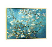 Wieco Art Impression giclée sur toile encadrée dorée de Vincent Van Gogh en fleur d'amandier par Vincent Van Gogh Peintures Reproduction d'art mural Images pour décoration d'intérieur