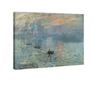 Wieco Art Impression Sunrise moderne tendue et encadrée giclée Impressions sur toile de Claude Monet célèbre Reproduction des peintures à l'huile Paysage marin illustrations photos sur toile Décoration murale pour la décoration de la maison L Mon0280-6080