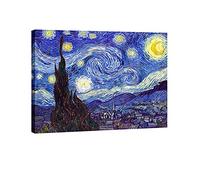 Wieco Art Impression sur toile abstraite Nuit étoilée de Van Gogh Célèbre art moderne Galerie enveloppé classique Ciel étoiles images Artwork Art pour salon, maison bureau décorations