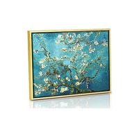 Wieco Art Impression sur toile encadrée dorée de Vincent Van Gogh en fleur d'amandier par Vincent Van Gogh - Reproduction de peintures murales pour la maison et le bureau