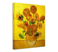 Wieco Art Impression sur toile moderne abstraite, motif fleurs abstraites tendues et encadrées, vase avec quinze tournesols par Van Gogh, reproduction de peintures à l'huile sur toile, art mural pour
