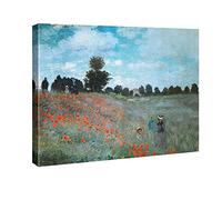 Wieco Art Impression sur toile représentant Claude Monet - Motif champ de coquelicots près d'Argenteuil - Reproduction de peintures à l'huile - Reproduction de paysages classiques - Œuvre d'art pour