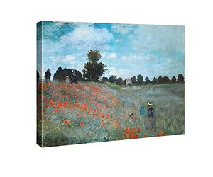 Wieco Art Impression sur toile représentant Claude Monet - Motif champ de coquelicots près d'Argenteuil - Reproduction de peintures à l'huile - Reproduction de paysages classiques - Œuvre d'art pour