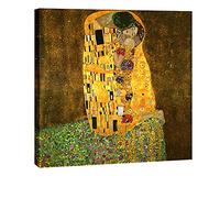 Wieco Art - Le Baiser par Gustav Klimt peintures reproductions sur toile, impression sur toile sur toile, prêts à poser 32 par 81.3 cm Art déco 32x32inch (80x80cm) doré