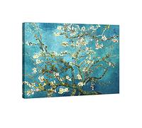 Wieco Art Toile murale abstraite tendue et encadrée - Impressions giclées sur toile de Van Gogh - Impression sur toile de peintures à fleurs d'amandier - Œuvre d'art moderne pour décoration murale