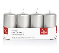 Wiedemann Verrou laqué de 4 Bougies Pilier, Cire, Argent, 10 x 5 cm