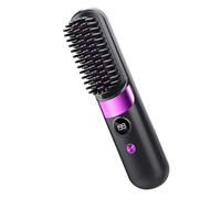 Wiederaufladbare Haarglätter-Bürste - Kabellose Tragbare Glättbürste, 4 Stufen Temperatur Stylingkamm | Reisen Hotel Wochenendausflug Wohnheim Tägliche Pendelfahrt Urlaub Haarpflege Styler Accessoire