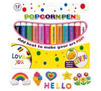 WIEEWSD 12 Couleurs Popcorn Pens, 3D Magique Popcornpens, 3D Thermiques | Stylos à Pop-Corn GonfléS 3D, Effet Gonflé à l’Air Chaud, pour Papier, Cartes, Albums, Verre, Céramique, Plastique