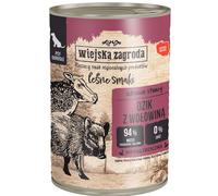 WIEJSKA ZAGRODA Saveurs de la forêt Sanglier et bœuf 12 x 400 g, aliments humides pour chiens adultes