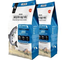 WIEJSKA ZAGRODA Monoprotéine Saumon - Croquettes pour chiens S/M 2×2 kg
