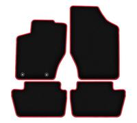 Wielganizator Tapis Auto en Velours pour Peugeot 307 (2001-2009) - Qualité : LUX | Ajustement précis, Dos antidérapant, Jeu Complet - Noir avec Bord Rouge