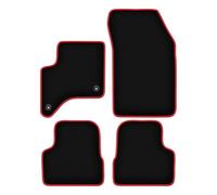 Wielganizator Tapis de Voiture en Velours sur Mesure, compatibles avec Fiat 600 (2024-) - Qualité : LUX | Ajustement précis, Dos antidérapant, Jeu Complet - Noir avec Bord Rouge