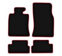 Wielganizator Tapis de Voiture en Velours sur Mesure, compatibles avec Mini Cooper II R57 (2006-2013) - Qualité : LUX | Ajustement précis, Dos antidérapant, Jeu Complet - Noir avec Bord Rouge