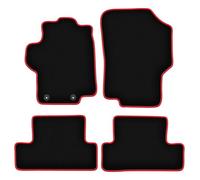 Wielganizator Tapis de Voiture en Velours sur Mesure, compatibles avec Peugeot 1007 (2004-2009) - Qualité : LUX | Ajustement précis, Dos antidérapant, Jeu Complet - Noir avec Bord Rouge
