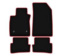 Wielganizator Tapis de Voiture en Velours sur Mesure, compatibles avec Renault Clio IV (2013-) - Qualité : LUX | Ajustement précis, Dos antidérapant, Jeu Complet - Noir avec Bord Rouge