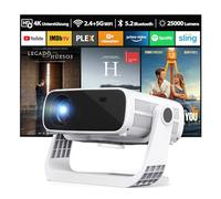 Wielio 2025 Nouveau projecteur mis à jour Full HD 1080P, 20 000 lumens, support 4K, Android 11, WiFi 6 et Bluetooth 5.2, correction trapézoïdale automatique, projecteur de cinéma maison rotatif à 120°