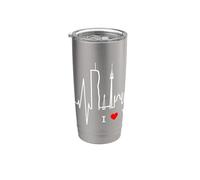 Wien Skyline Battement de Cœur Autriche Love J'aime Vienne Gobelet isotherme en acier inoxydable double paroi