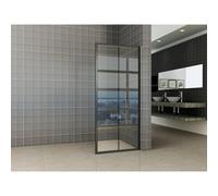 Wiesbaden Maaz douche à l'italienne avec grille et porte-serviettes 1000 x 2000 x 10 mm verre clair/noir mat 20.3961