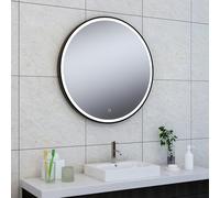 Wiesbaden Maro Miroir avec lumière LED 80cm rond noir mat 38.4171