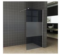 Wiesbaden Slim Douche à l'italienne 100x200cm Verre nano 8mm partiellement dépoli verre fumé chrome sw203913/sw373479