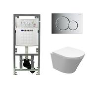 Wiesbaden Vesta Ensemble encastré - compact - 47cm - à fond creux WC suspendu - fermeture douce - déverrouillage rapide - sans bride - plan de couverture simga01 - chrome brillant 0701131/0700519/sw98