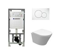 Wiesbaden Vesta Ensemble encastré - compact - 47cm - à fond creux WC suspendu - softclose - quickrelease - sans bride - plan de couverture simga01 - blanc 0701131/0700518/sw98662/