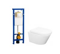 Wiesbaden Vesta Set de WC Rimless 52cm avec réservoir Wisa et abattant softclose et plaque de commande Argos blanc 0704406/sw65812
