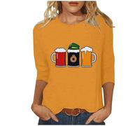 Wiese Oktoberfest Chemisier traditionnel à manches 3/4 pour femme - Style rétro bavarois - Costume national de pirate - Vêtement de fête - Coupe droite - Tunique - Streetwear, jaune, 5XL